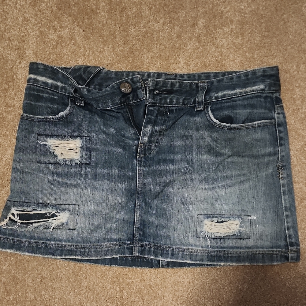 American Eagle Outfitters Distressed Denim Mini Skirt
